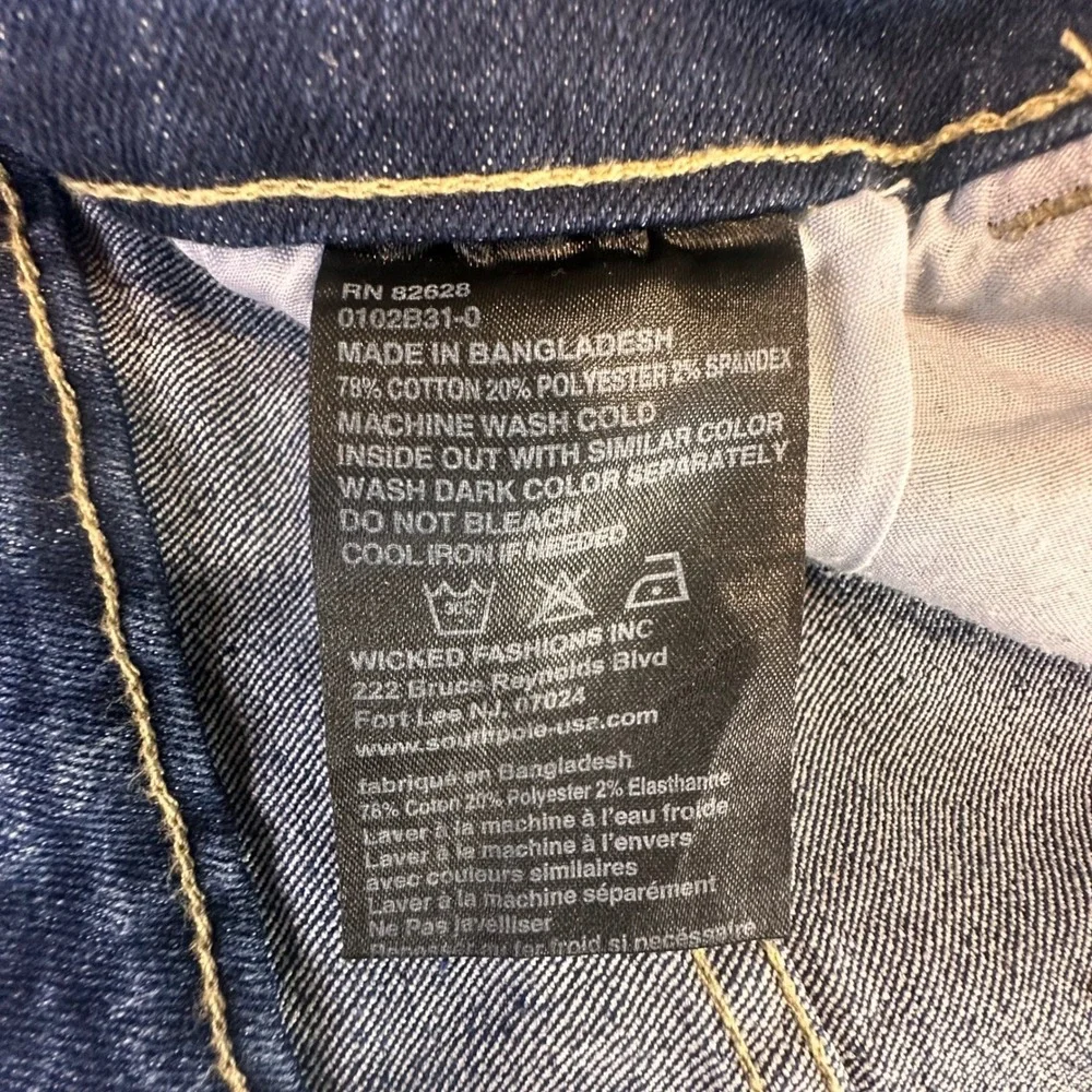 Southpole Denim Biker Streetwear Shorts Mens Size 38 Blue‎ Distressed Cut Off